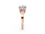 Rose gold Three-Stone Oval Cut Cut Diamond Engagement Ring with Flat Band and Four-Prong Setting_17
