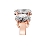 Rose gold Three-Stone Oval Cut Cut Diamond Engagement Ring with Flat Band and Four-Prong Setting_8