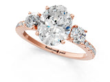 Rose gold Three-Stone Oval Cut Cut Diamond Pavé Band with Prong Setting_16