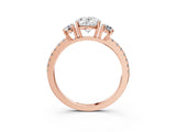 Rose gold Three-Stone Oval Cut Cut Diamond Pavé Band with Prong Setting_18