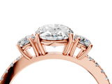 Rose gold Three-Stone Oval Cut Cut Diamond Pavé Band with Prong Setting_19