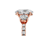 Rose gold Three-Stone Oval Cut Cut Diamond Pavé Band with Prong Setting_20
