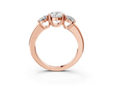 Rose gold Three-Stone Oval Cut Cut Diamond Ring with Channel Set Band and Four-Prong Setting_10
