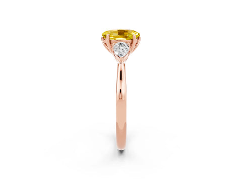 Rose gold Three-Stone Oval Cut Cut Diamond Ring with Pear Side Stones in Four-Prong Setting_2