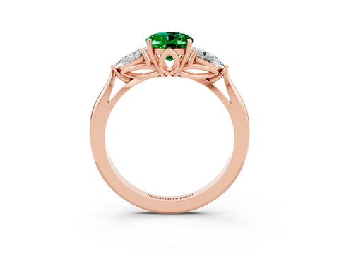 Rose gold Three-Stone Oval Cut Cut Diamond Ring with Pear Side Stones in Four-Prong Setting_3