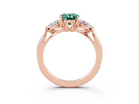 Rose gold Three-Stone Oval Cut Cut Diamond Ring with Pear Side Stones in Four-Prong Setting_3