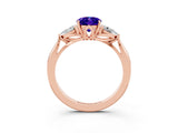 Rose gold Three-Stone Oval Cut Cut Diamond Ring with Pear Side Stones in Four-Prong Setting_3