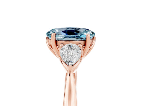 Rose gold Three-Stone Oval Cut Cut Diamond Ring with Pear Side Stones in Four-Prong Setting_5