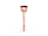 Rose gold Three-Stone Oval Cut Cut Diamond Ring with Trillion Side Stones and Four-Prong Setting_2