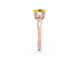 Rose gold Three-Stone Oval Cut Cut Diamond Ring with Trillion Side Stones and Four-Prong Setting_2
