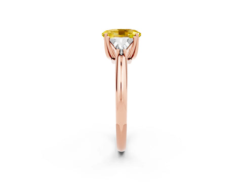 Rose gold Three-Stone Oval Cut Cut Diamond Ring with Trillion Side Stones and Four-Prong Setting_2