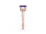 Rose gold Three-Stone Oval Cut Cut Diamond Ring with Trillion Side Stones and Four-Prong Setting_2