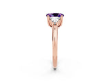 Rose gold Three-Stone Oval Cut Cut Diamond Ring with Trillion Side Stones and Four-Prong Setting_2