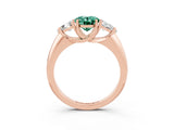 Rose gold Three-Stone Oval Cut Cut Diamond Ring with Trillion Side Stones and Four-Prong Setting_3
