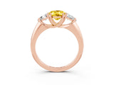 Rose gold Three-Stone Oval Cut Cut Diamond Ring with Trillion Side Stones and Four-Prong Setting_3