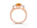 Rose gold Three-Stone Oval Cut Cut Diamond Ring with Trillion Side Stones and Four-Prong Setting_3