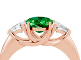 Rose gold Three-Stone Oval Cut Cut Diamond Ring with Trillion Side Stones and Four-Prong Setting_4
