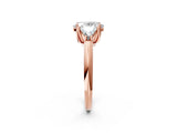 Rose gold Three-Stone Oval Cut Cut Diamond Ring with Trillion Side Stones and Four-Prong Setting_5