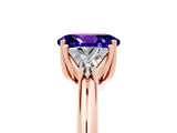 Rose gold Three-Stone Oval Cut Cut Diamond Ring with Trillion Side Stones and Four-Prong Setting_5
