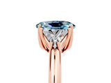 Rose gold Three-Stone Oval Cut Cut Diamond Ring with Trillion Side Stones and Four-Prong Setting_5