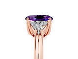 Rose gold Three-Stone Oval Cut Cut Diamond Ring with Trillion Side Stones and Four-Prong Setting_5