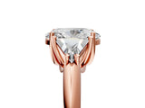 Rose gold Three-Stone Oval Cut Cut Diamond Ring with Trillion Side Stones and Four-Prong Setting_8