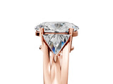 Rose gold Three-Stone Oval Cut Cut Diamond Ring with Trillion Side Stones on a Split Shank Band_18