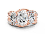 Rose gold Three-Stone Oval Cut Cut Diamond Split Shank Prong Set Ring_3