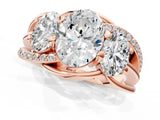 Rose gold Three-Stone Oval Cut Cut Diamond Split Shank Prong Set Ring_4