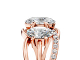 Rose gold Three-Stone Oval Cut Cut Diamond Split Shank Prong Set Ring_8