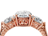 Rose gold Three-Stone Oval Cut Cut Milgrain Band Prong Setting Ring_13