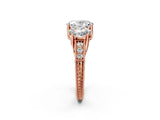 Rose gold Three-Stone Oval Cut Cut Milgrain Pavé Engagement Ring_9
