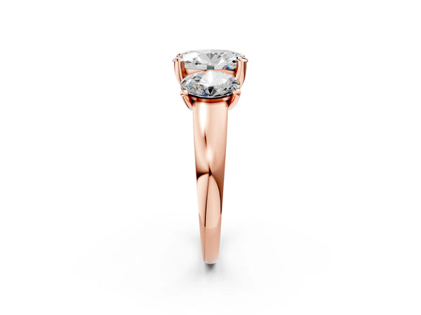 Rose gold Three-Stone Oval Cut Cut Solitaire Ring with Classic Prong Setting