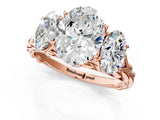 Rose gold Three-Stone Oval Cut Diamond Braided Band Ring with Four-Prong Setting_38