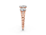 Rose gold Three-Stone Oval Cut Diamond Braided Band Ring with Four-Prong Setting_39