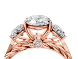 Rose gold Three-Stone Oval Cut Diamond Braided Band Ring with Four-Prong Setting_41