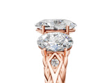 Rose gold Three-Stone Oval Cut Diamond Braided Band Ring with Four-Prong Setting_42