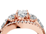 Rose gold Three-Stone Oval Cut Diamond Engagement Ring with Pave Band and Prong Setting_10