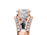 Rose gold Three-Stone Oval Cut Diamond Engagement Ring with Pave Band and Prong Setting_11
