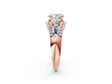Rose gold Three-Stone Oval Cut Diamond Engagement Ring with Pave Band and Prong Setting_8