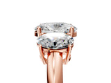 Rose gold Three-Stone Oval Cut Diamond Engagement Ring with Prong Setting on a White Gold Band_11