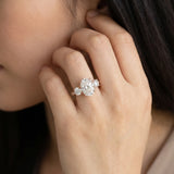 Rose gold Three-Stone Oval Cut Diamond Engagement Ring with Prong Setting on a White Gold Band_20