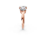 Rose gold Three-Stone Oval Cut Diamond Engagement Ring with Prong Setting on a White Gold Band_40