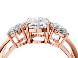 Rose gold Three-Stone Oval Cut Diamond Engagement Ring with Prong Setting on a White Gold Band_42