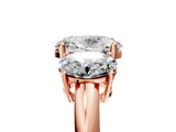 Rose gold Three-Stone Oval Cut Diamond Engagement Ring with Prong Setting on a White Gold Band_43