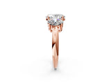 Rose gold Three-Stone Oval Cut Diamond Engagement Ring with Prong Setting on a White Gold Band_8