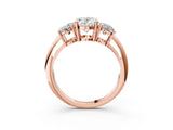 Rose gold Three-Stone Oval Cut Diamond Engagement Ring with Prong Setting on a White Gold Band_9