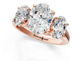 Rose gold Three-Stone Oval Cut Diamond Engagement Ring with Prong Setting_4
