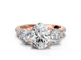 Rose gold Three-Stone Oval Cut Diamond Pavé Band with Four-Prong Setting_36