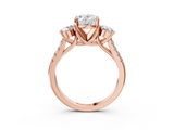 Rose gold Three-Stone Oval Cut Diamond Pavé Band with Four-Prong Setting_39